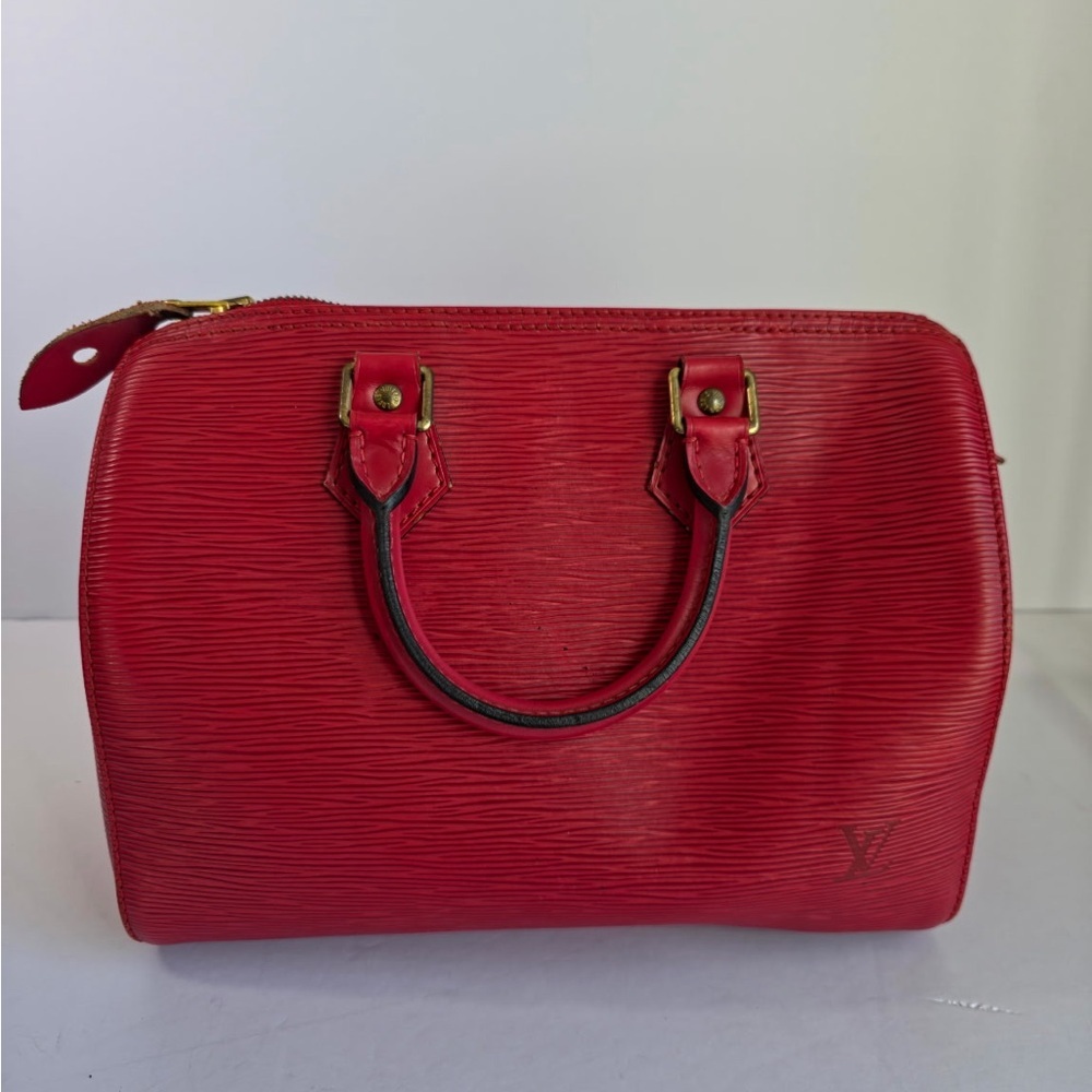 Authentic LOUIS VUITTON Speedy 30 Red Epi Leather
